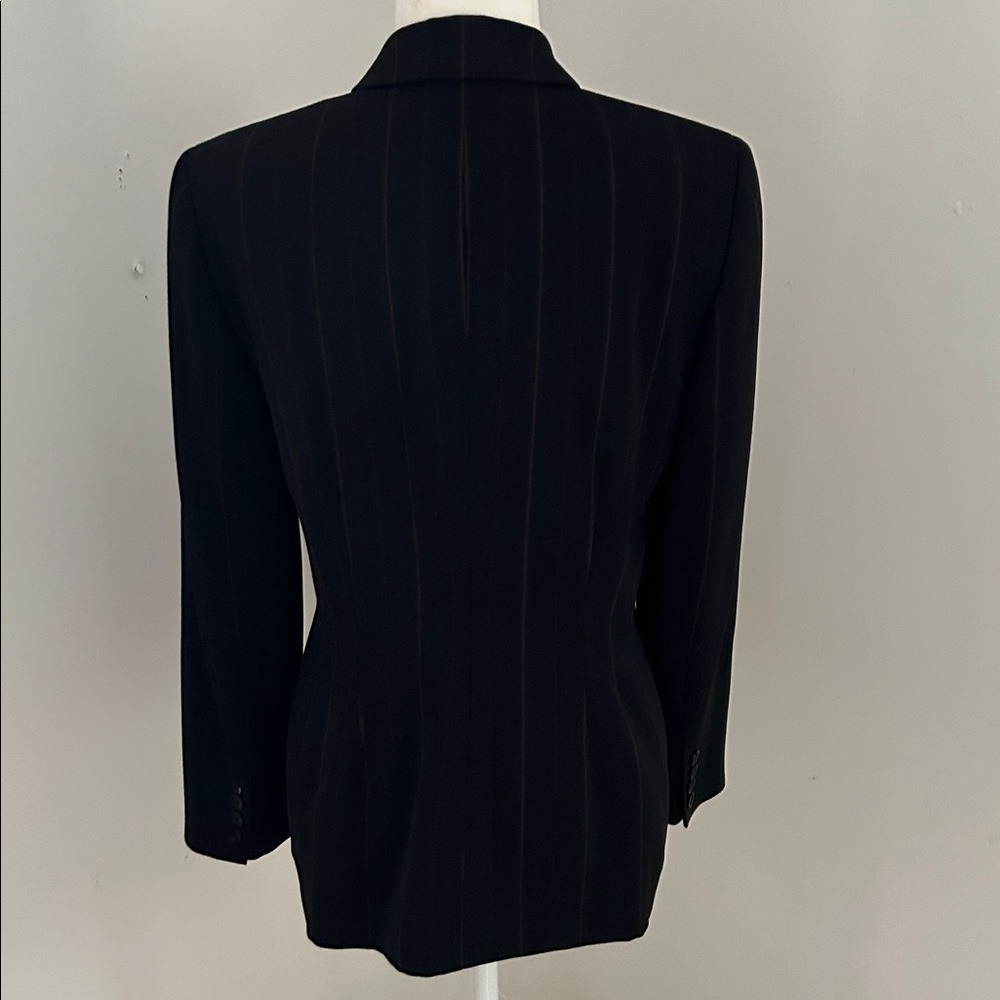 Ann Taylor Black Wool Pinstripe Blazer sz 6 - Picture 4 of 7